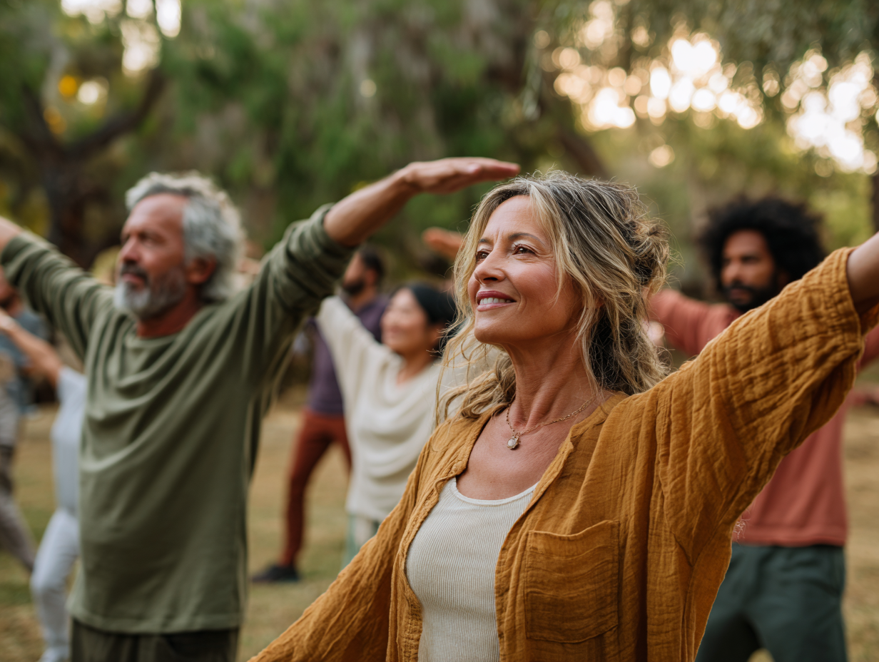 Люди різного віку займаються вправами для суглобів